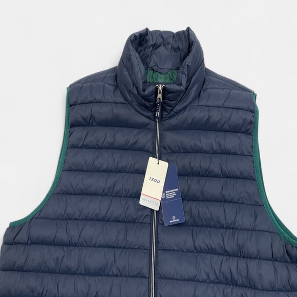 Izod Men's Puffer Vest Jacket Blue Insulated Wind Resistant Pockets Size XL NEW - Picture 2 of 10